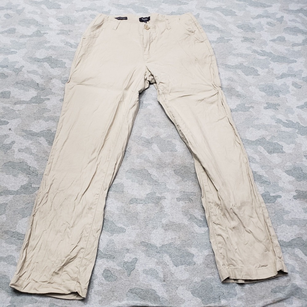 NYDJ Pants Mens 6P Beige Pockets Marilyn Straight Linen Blend
